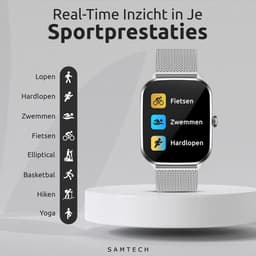 SAMTECH Smartwatch Ultra Thin Pro Serie 5 - Dames & Heren – Sport horloge - Stappenteller, Calorie Teller, Slaap meter, HD – IOS & Android - Grijs / Zilver — thumbnail 3