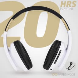 PowerLocus P2 - Draadloze Over-Ear Koptelefoon Inklapbaar - Bluetooth Hoofdtelefoon - Met microfoon – Headphone - Micro SD mode – Incl. Carry Case - Zwart/Wit — thumbnail 3