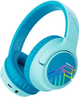 PowerLocus Bobo - Draadloze Koptelefoon voor Kinderen - Bluetooth koptelefoon - 74/85/94dB Volumebegrenzing - Led Verlichting - Audio Sharing Functie - Blauw — thumbnail 1