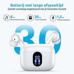 PrimeSound Sky Pro Draadloze Oordopjes - Active Noise Cancelling - LED Display - Bluetooth 5.3 - Wit — thumbnail 5