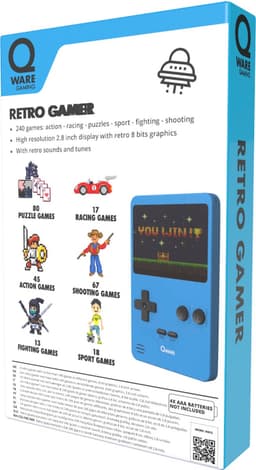 Qware - Retro Gamer - Retro Spelcomputer - Retro Console - Mini Spelcomputer - 2.8 inch - 8-Bit - 240 Games - Klassiek - Nostalgie - Spelletjes - Blauw — thumbnail 3