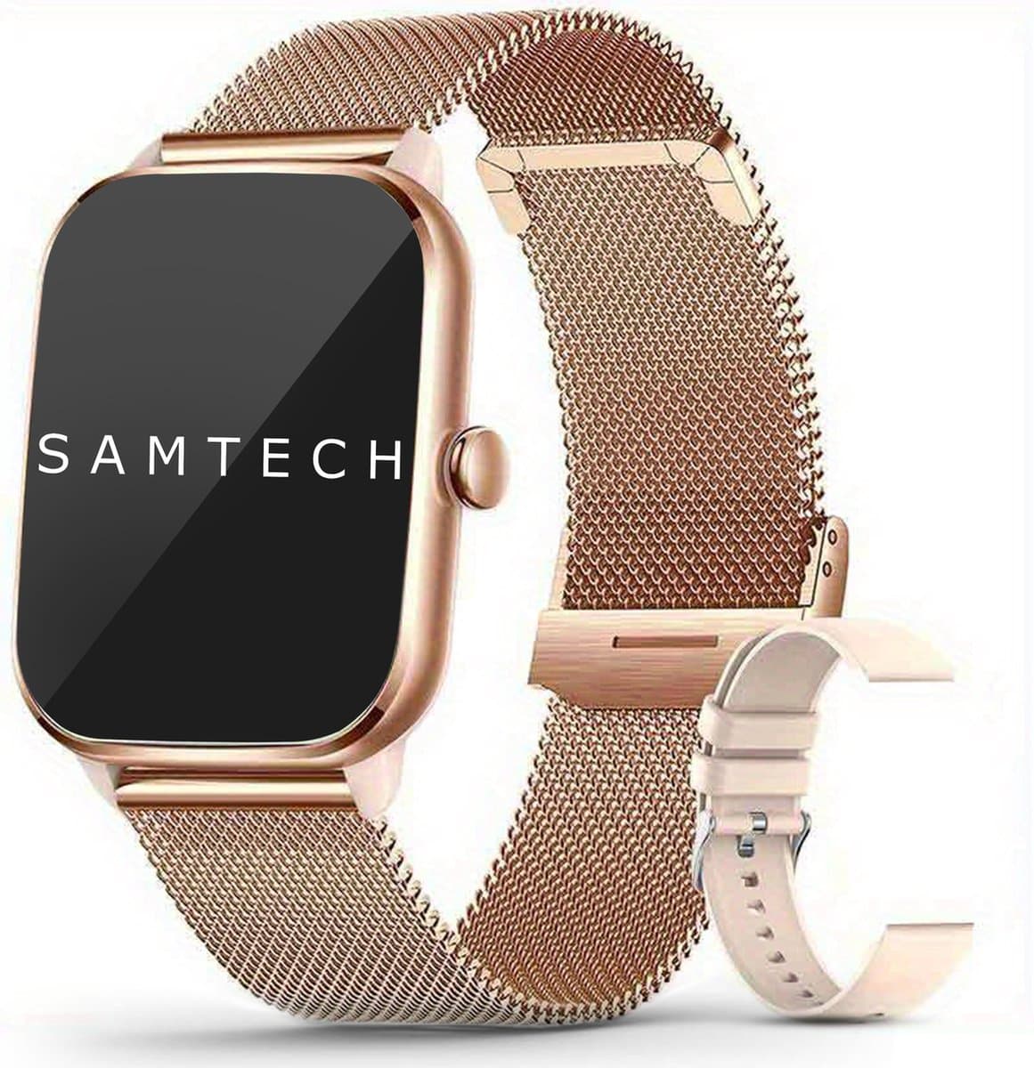 SAMTECH Smartwatch Ultra Thin Pro Serie 5 - Dames & Heren – Sport horloge - Stappenteller, Calorie Teller, Slaap meter, HD – IOS & Android - Rose goud — afbeelding 1