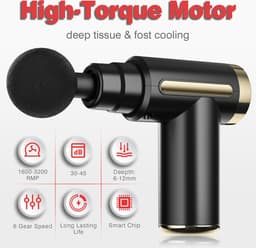 Mini Massage Gun Deep Tissue, 6 Snelheden Draadloze Handheld Spier Massager met 4 Hoofden 1800mAh Batterij & Type-C Opladen, Super Stil Oplaadbaar Apparaat Pijnverlichting, Geschenken, Black02 — thumbnail 3