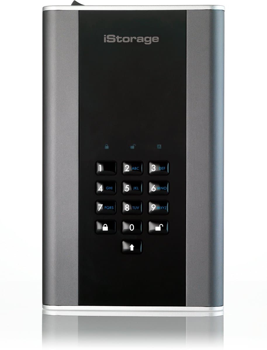 iStorage diskAshur DT2 - externe harde schijf - 6 TB - Cijfercode - Zwart - Grafiet — afbeelding 1