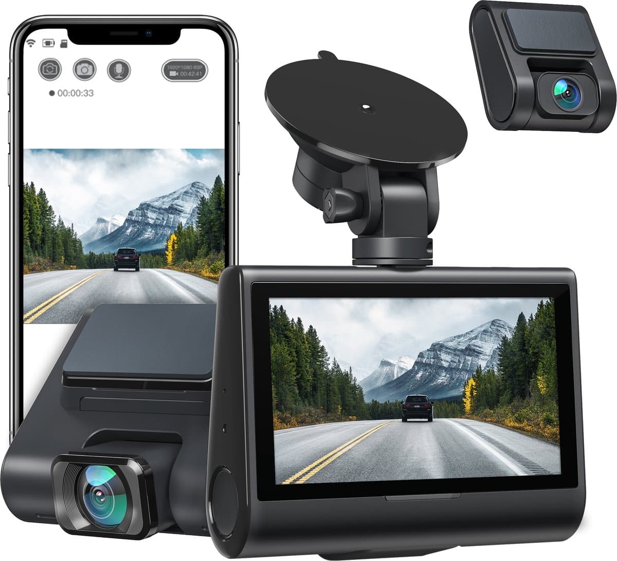 iZEEKER GD850 Dashcam voor auto - 4K & 1080P - Voor en Achter Camera - WiFi en GPS - 3'' IPS Touchscreen - Sony Sensor - Nachtzicht — afbeelding 1
