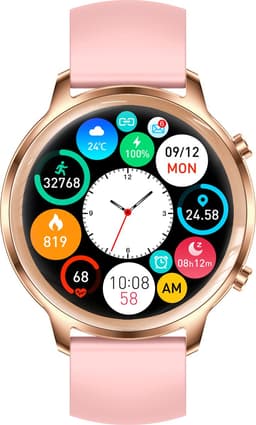 Belesy® TIRANA – Smartwatch Dames – Smartwatch Heren – Horloge – 1.32 inch Touchscreen Kleurenscherm – Stappenteller – Calorieteller – Hartslagmeter – Bloeddrukmeter – Zuurstofgehalte – Multisport – Slaap Monitor – Roze - Moederdag — thumbnail 3