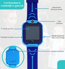 VUBIO B1 Kinder Smartwatch Blauw - Inclusief Simkaart - Bellen & Camera - Super Leuk Horloge Voor Kinderen Met Alles Wat U Nodig Heeft Voor De Veiligheid Van Uw Kind! — thumbnail 4