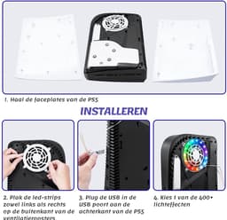 Playstation 5 Smart RGB LED strips - Inclusief App en Afstandsbediening - Reageert op Game Geluid - geschikt voor PS5 Original, Slim & Pro - Cover Skin - PS5 Faceplate - PS5 Accessoires — thumbnail 4