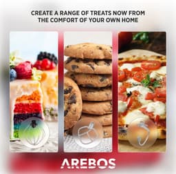AREBOS Keukenmachine - 1500W - Keukenrobot - 5,5L&4,5L - Keukenmixer - Foodprocessor - Roestvrij Stalen Mengkom - 6 Snelheden - Rood — thumbnail 3