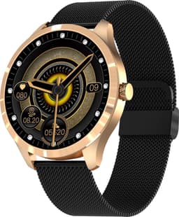 Belesy® Q9 Pro - Smartwatch Dames – Smartwatch Heren - Horloge - 1.28 inch - Kleurenscherm - Stappenteller - Bloeddruk - Hartslag - 75+ Wijzerplaten – Sporten – Staal – Goud - Zwart - Kerstcadeau — thumbnail 1