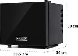 Klarstein Mini-Koelkast Happy Hour Vrijstaande - 9 Liter - Losse Glazen Bodemplaat - 33dB - Koele Frisheid - Voor Gastkamers Of Slaapkamers - Glansrijk - Thermo-elektrisch Koelsysteem - Spiegelglasdeur - praktisch - Elegant - Zwart — thumbnail 3