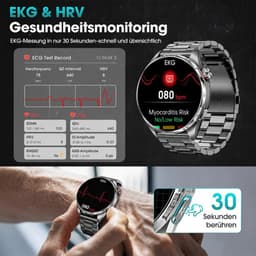 FOSMET Smartwatch Heren en Dames - Horloge Heren - 1,74 inch - AMOLED Scherm - 5ATM Waterdicht - 150+ Sportmodi - Waterdicht - Stappenteller - Hartslagmeter - Slaapmonitor - Belfunctie - Geschikt voor Android en IOS-Elke pols - Zwart — thumbnail 2