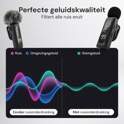 Nuvance Draadloze Microfoon - 2 Stuks - Lavalier Mic - Windshields - Dasspeld - Microfoon Draadloos - USB-C & 8-Pin - Microphone — thumbnail 4