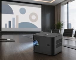 Fameilleur Beamer Prime – 6600 Lumen – 1080P Full HD Wifi Projector met Krachtige Ingebouwde Speaker – Streamen vanaf Telefoon – Mini Beamer voor Thuisbioscoop, Films, Series, Gaming en Presentaties – Geschikt voor iOS en Android – Zwart — thumbnail 3