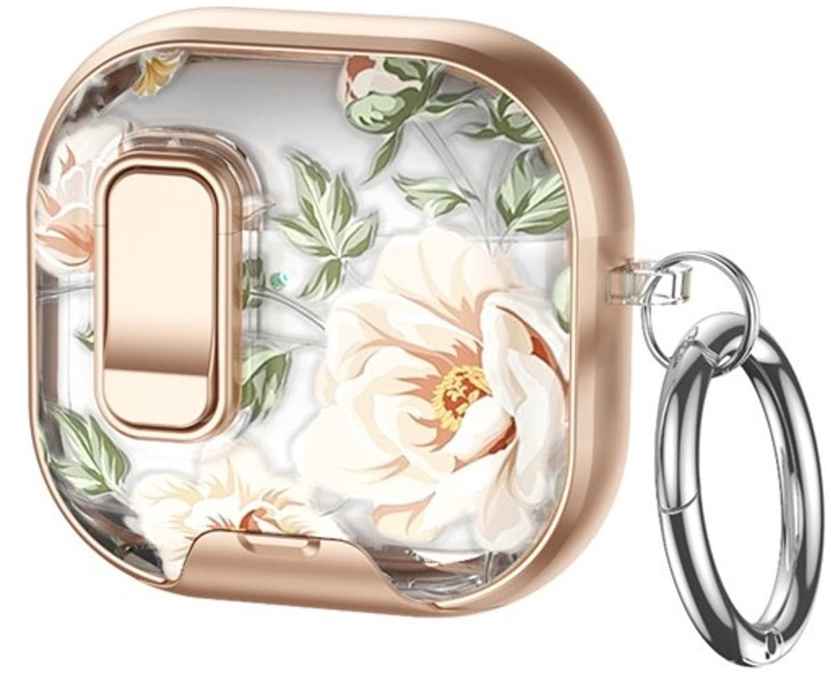 Telestore - hoesje geschikt voor AirPods 5 en AirPods 4 - hard case cover - roze goud bloemen - TPU hoesje Beschermhoes - AirPods 5 en 4 Cover - AirPods 5 / 4 hoesje - Geschikt voor Apple AirPods 5 en AirPods 4 — afbeelding 1