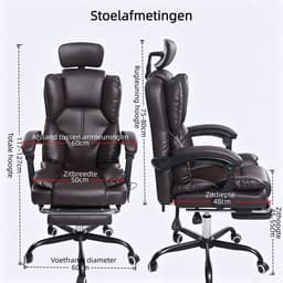 Ergonomische Gaming-Stoel – Met Ventilator, Luchtkoeler & Koeling, Geventileerde Zitting, Ligfunctie, Massage, Verstelbare Directiestoel, Bruin — thumbnail 3