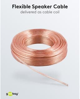 Goobay Luidsprekerkabel 25 m transparant, 2 x 1,5 mm² OFC-koper met polariteitsmarkering, flexibele PVC-mantel, voor hifi-systemen en luidsprekers — thumbnail 2