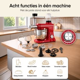 Gatson Multifunctionele Keukenmachine - Blender, Vleesmolen, Koekjesmaker & Groentesnijder - Keukenmixer - Keukenrobot - Foodprocessor - Mixer Met Mengkom — thumbnail 4