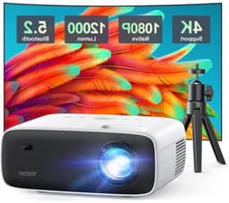 Bluetooth Projector 4K met Statief - Native 1080P 12000 Lumens - Bluetooth 5.2 - Draagbare Home Video Movie Projector - Compatibel met iOS-Android-HDMI-USB-AV-SD Card - Home Cinema Beamer — thumbnail 1