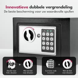LEBENLANG Kluis - Incl. Brandwerende tas & Noodsleutel | 5 Liter | Brandkluis Met Cijferslot Voor Geld & Sieraden | Wandkluis Inbouwkluis Kleine Safebox — thumbnail 2