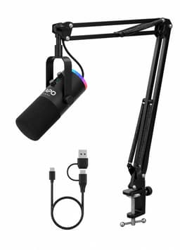 APO Electronics®- Studio 1T - USB / XLR Gaming Microfoon met Boom Arm - RGB - Streaming & Podcast Microfoon - Volume & Echo - Zwart — thumbnail 1