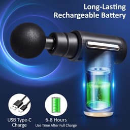 Massage Gun Compact - Spiermassage Apparaat - Percussie Massage - 6 Standen - 4 Opzetstukken - Type-C Opladen - Met Opbergcase - Voor Sport en Herstel — thumbnail 5