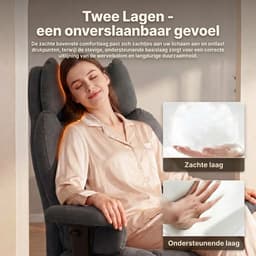 Dowinx Gamingstoel - Ergonomische Bureaustoel - Grote Bureaustoel - Ademende Stof en Flueel - Met Voetensteun en Verstelbare Rug - Bureaustoel Gaming chair - Grijs — thumbnail 5