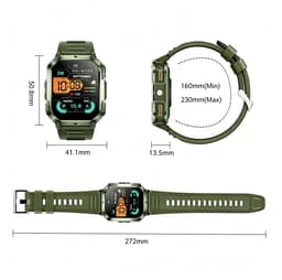 Robuuste Militaire Smartwatch voor Heren – Sporthorloge - Bluetooth - Bellen|opnemen - Bloeddrukmeter - SpO2 - 2,01-inch scherm - Fitnesstracker - stappenteller meter - Outdoor Smartwatch - Geschikt voor iOS/Android - Groente — thumbnail 3