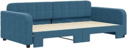 Bedframe, familiebed, tweepersoonsbed, slaapkamermeubel, dagbed, uittrekbaar, blauw, 100x200 cm, fluweel — thumbnail 4