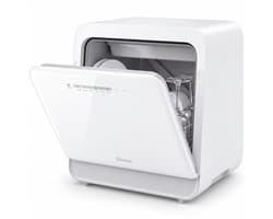 Skoov Mini Vaatwasser met waterreservoir - 5 couverts - 6 wasprogramma's - Extra stil - Kleine smalle vrijstaande afwasmachine - Camping - Wit