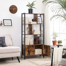 SNJY® Platenspeler Meubel - Platenspeler Kast - LP Houder - Platenhouder - 30D x 74B x 154,5H cm - Bruin/Zwart — thumbnail 4