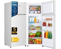 Heinner HF-HS205E++ Koel-vriescombinatie – 206 L – LED-verlichting – Omkeerbare Deur – Mechanische Thermostaat – Wit – 5 Jaar Garantie