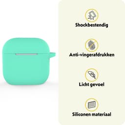 Hoesje Geschikt voor Apple AirPods 5 - Siliconen Hoes met Clip - Silicone Case Cover - Turquoise — thumbnail 3
