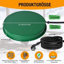 Verwarmingsplaat voor Kippendrinkbak met Thermostaat Ø31cm, Metalen Verwarmingsplaat voor Pluimveedrinkbak Vorstbeveiliging — thumbnail 3