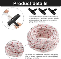 SnelShoppen - 10 m Grasmaaier Startkoord met 4 Handvatten - Hoogwaardige Nylon, Duurzaam en Geschikt voor Grasmaaiers, Bosmaaiers, Heggenscharen en Mo — thumbnail 2