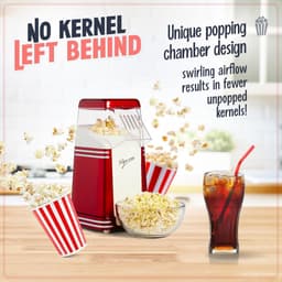 Popcornmachine Hetelucht - Gezonde Snackmaker - Snacks Maken - Olievrij Poppen - 19 Liter - Rood — thumbnail 3