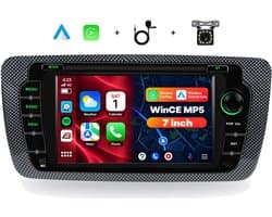 Boscer Autoradio met 7 Inch Scherm - Geschikt voor Seat Ibiza 6J 2009-2013 - Past in de Originele Dashuitsparing - Draadloos Apple CarPlay & Android Auto - Bluetooth Handsfree Bellen - FM Radio (RDS) - Achteruitrijcamera & Microfoon