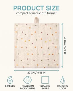 6-delige set washandjes voor baby's, zacht en absorberend — thumbnail 2