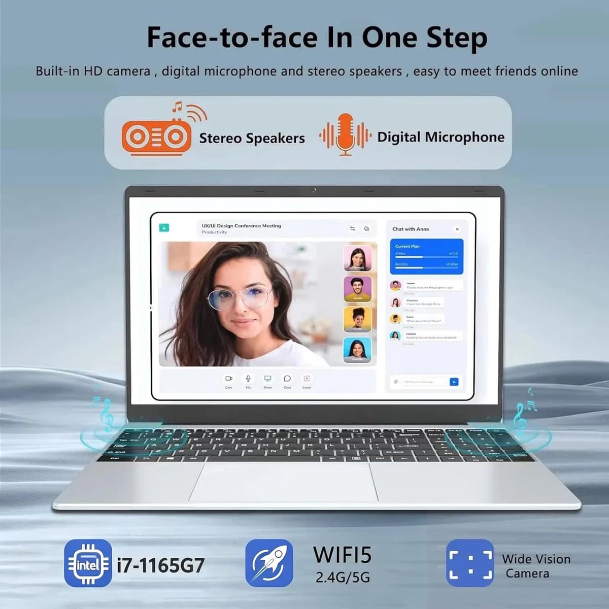 Laptop Ultradun - 16 GB RAM 256 GB SSD - 15.6 Inch Full HD IPS - Windows 11 Pro - Intel Core i7 - Zakelijke Laptop — afbeelding 1