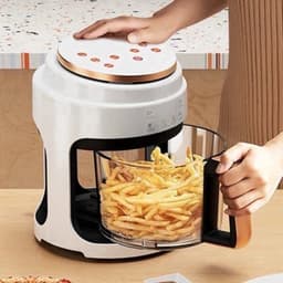 Airfryer - 3L – Heteluchtfriteuse - 1000W – Olievrij Frituren – LED Touchscreen - en 360° Hete Lucht – Voor Gezonder Koken - Veilig in Gebruik - Wit — thumbnail 5