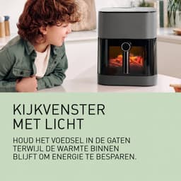 Airfryer Met Stoomfunctie - Heteluchtfriteuse - 5 Liter - 1450 W - 11 Kookprogramma’s - Kijkvenster Met Verlichting - Touchbediening - 80-200 °C - Timer - Matgrijs — thumbnail 4