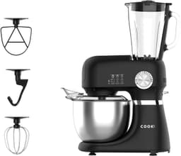 COOK-IT Keukenmachine 2-in-1 – Multifunctionele Keukenrobot met Blender – Keukenmixer met RVS Mengkom – Mixen, Kneden en Kloppen – Zwart — thumbnail 1