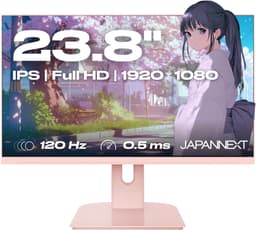 JAPANNEXT Gaming Monitor 23.8" IPS Full HD (1920x1080) 120Hz 0.5ms Pastel Roze | Ingebouwde luidsprekers G-Sync/FreeSync | JN-IPS238G120F-PK — thumbnail 1