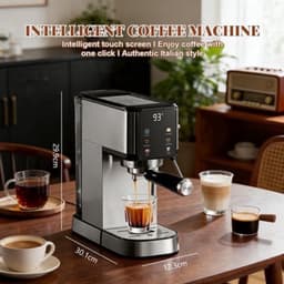 Espressomachine - 20 Bar Hogedruk - 1450 W Vermogen - 1 Liter Watertank - Roestvrij Staal - Touchscreen Bediening — thumbnail 2