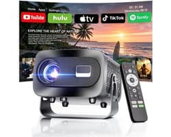 Mini Beamer 1000 ANSI Lumen - Full HD 1920 x 1080 Resolutie - LED Technologie - Wifi En Bluetooth - Draagbare Projector Voor Thuisbioscoop En Gaming