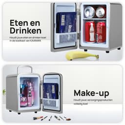 Kaaiman® Mini Koelkast 4L - Kleine Koelkast 12V/220V - Cosmetische Koelkast - Warm en Koud Functie - Skincare Fridge - Minikoelkast Slaapkamer - Zilver — thumbnail 3