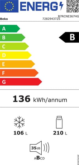 Beko B7RCNE367HG Vrijstaand 316 l Grijs — thumbnail 2