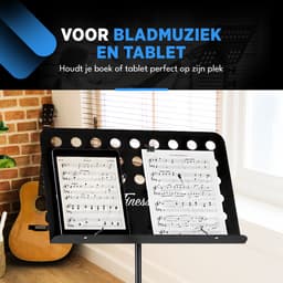 Finesse Muziekstandaard voor Bladmuziek - XL - Opvouwbaar - met Draagtas - Lessenaar - voor Tablet - Zwart — thumbnail 3