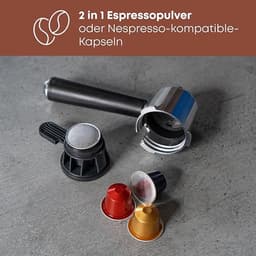 Espressomachine 2-in-1 – Koffiepoeder & Nespresso-compatibele Capsules – 20 Bar Pomp – Melkschuimer – Zeefhouder — thumbnail 2