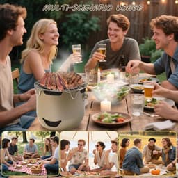 Draagbare mini houtskoolgrill van roestvrij staal - 15*12 cm - Draagbare houtskoolgrill voor buiten - Kleine grill voor buiten koken - Geschikt voor kamperen, barbecueën in de achtertuin, barbecueën in de camper en picknicks - Groen — thumbnail 2